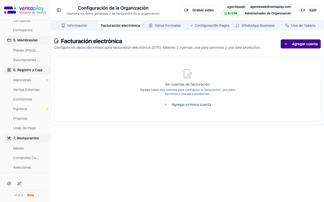 Tab Facturación electrónica