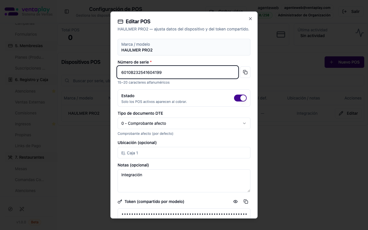 Formulario editar dispositivo POS