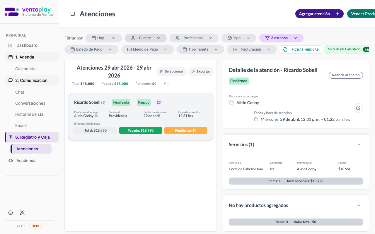 Detalle de atención desde reporte