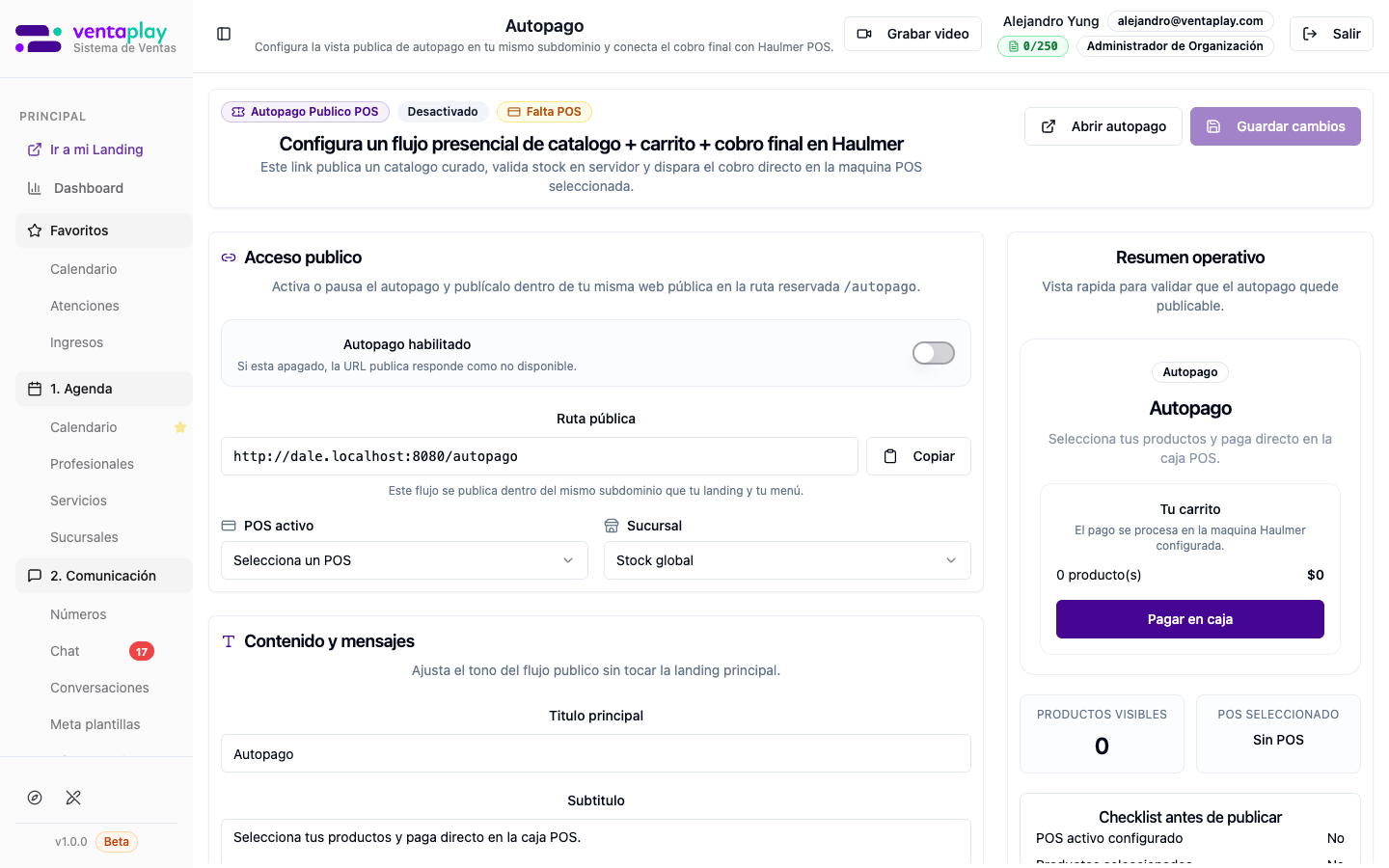 Editor Autopago — desactivado