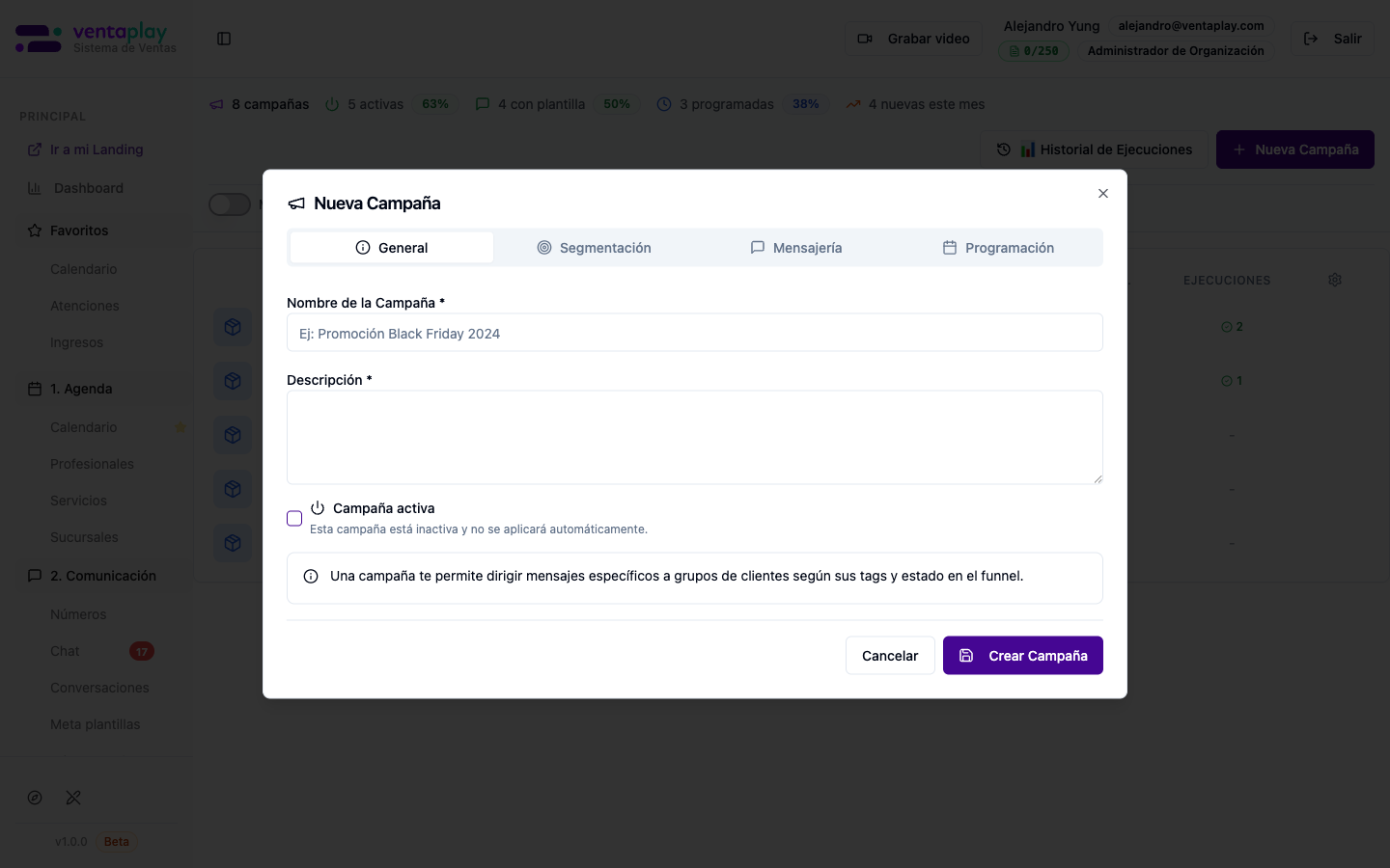 Formulario Nueva Campaña