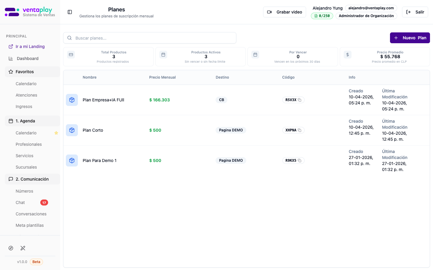 Planes de suscripción