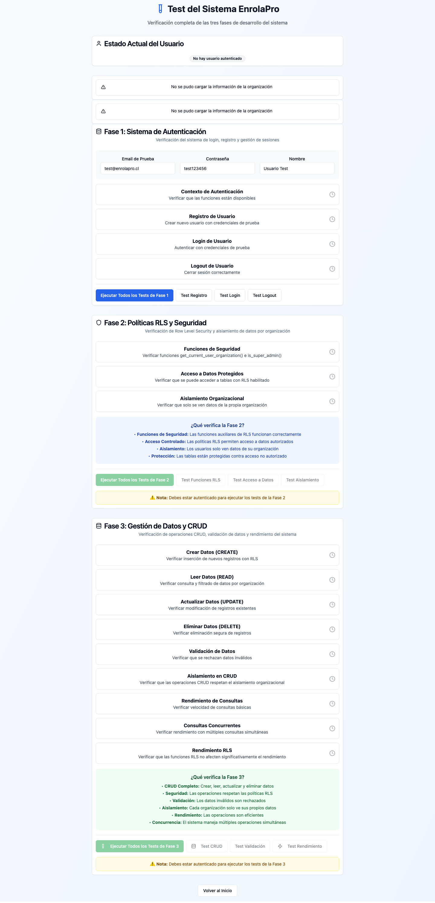Suite de tests EnrolaPro