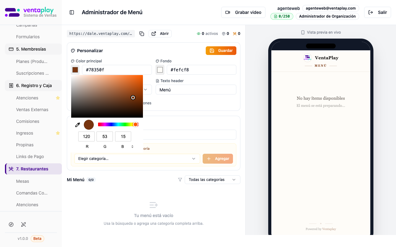 Color picker principal abierto