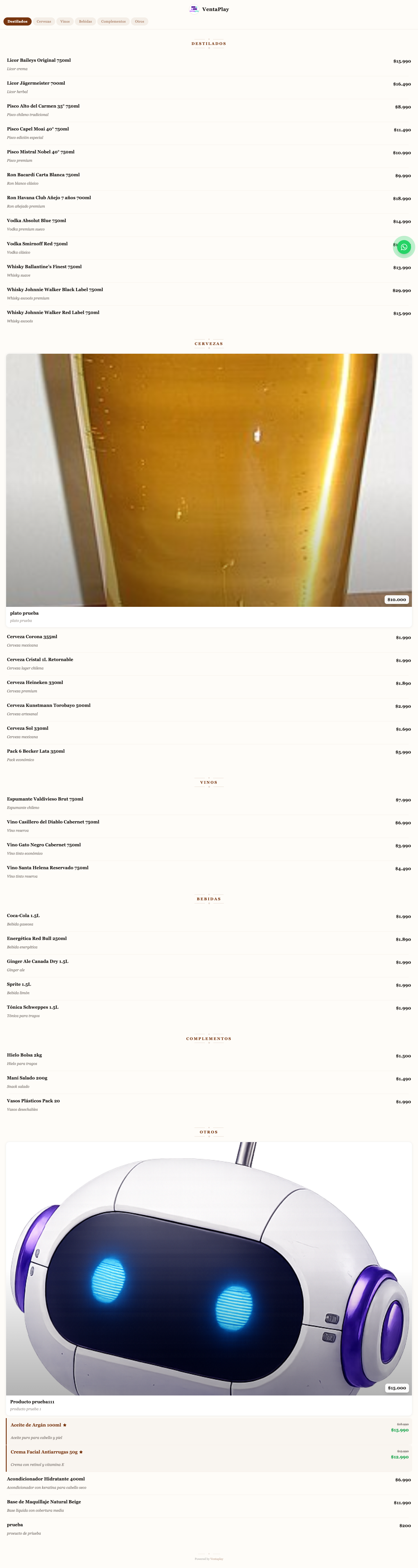 Menú renderizado de dale.ventaplay.com